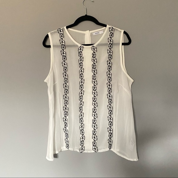 Ricki’s white sheer sleeveless top with embroidered floral trim - Picture 1 of 9